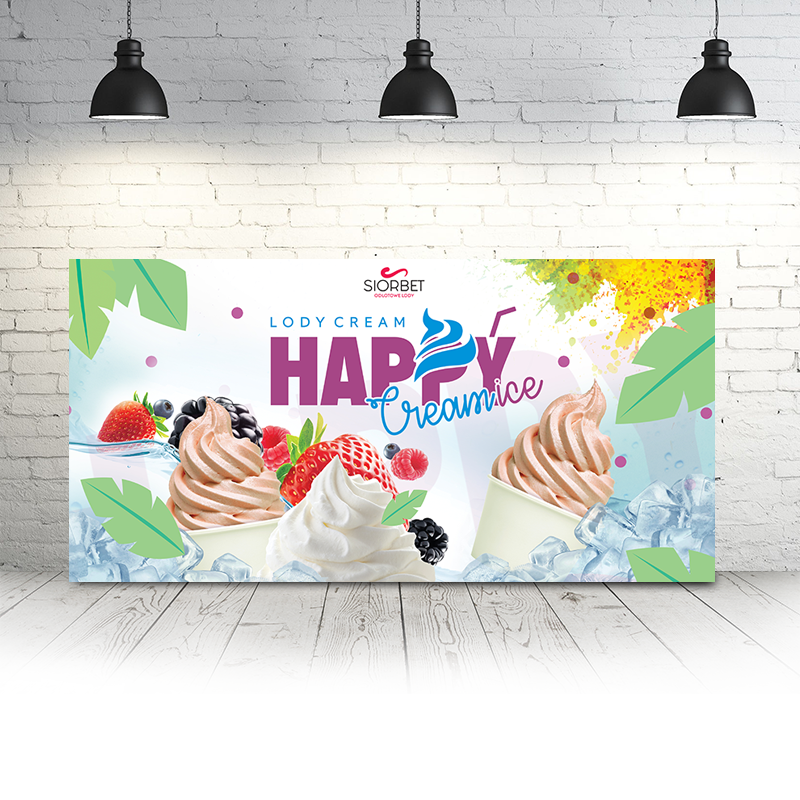Baner reklamowy lody włoskie soft 100cm x 50cm