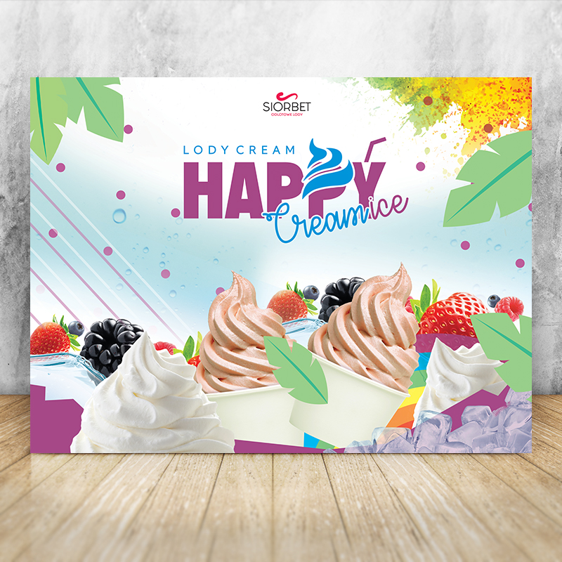 Baner reklamowy lody włoskie soft 200cm x 150cm baner reklamowy lody soft włoskie 200 - 150 happyice siorbet