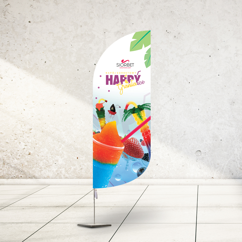 flaga winder reklamowy do granity, sorbetu, slushy HAPPYice Siorbet winder flaga reklamowa do granity slushy lody HAPPYice beach flag siorbet