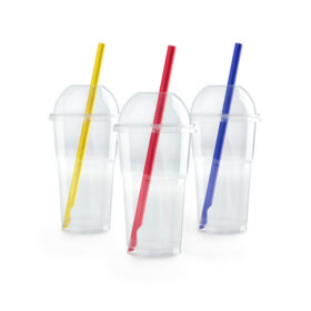 ZESTAW: KUBKI 200/250 ML Z WYPUKŁĄ POKRYWKĄ 500 SZT. + SŁOMKO-ŁYŻECZKI PAPIEROWE 500 SZT.